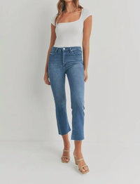 JUST BLACK DENIM High Rise Tonal Crop Flare Jeans in medium wash - women's jeans