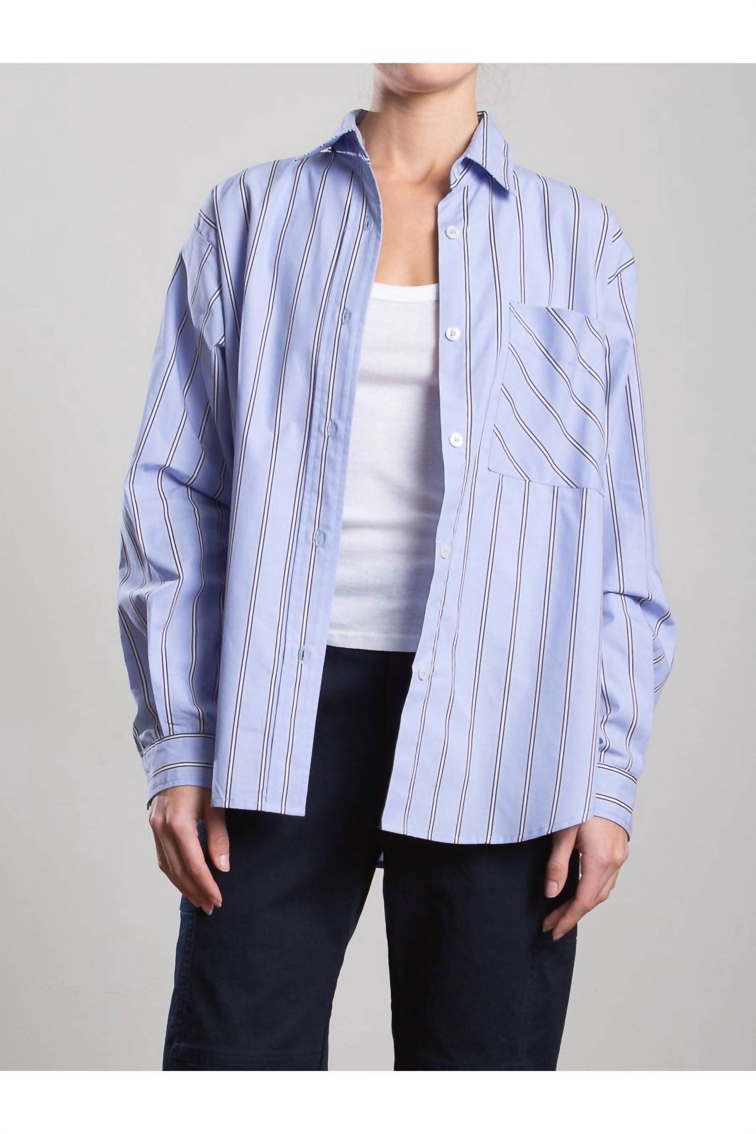 Pharaoh Jessie Japanese Stripe Shirt in periwinkle - women's shirt