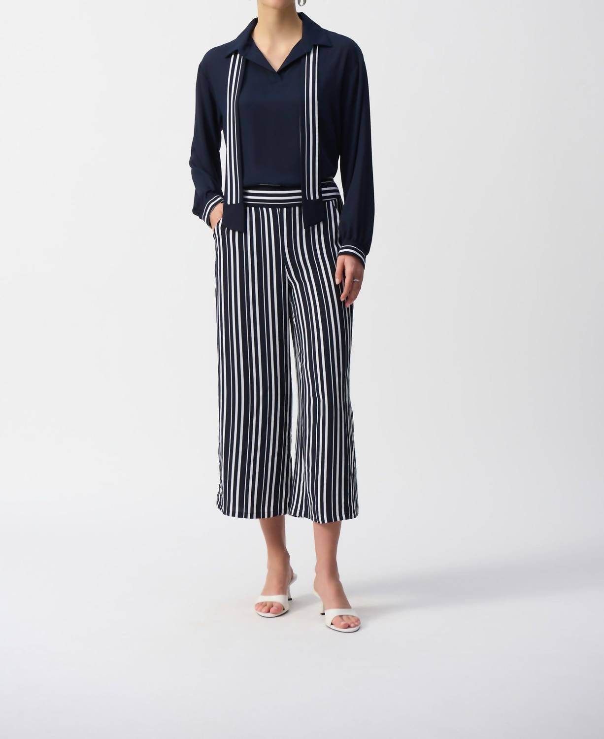 Joseph Ribkoff - Striped Scarf Pullover
