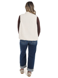 LE LIS Aspen Mock Neck Fleece Vest in cream - women's jacket - view 5