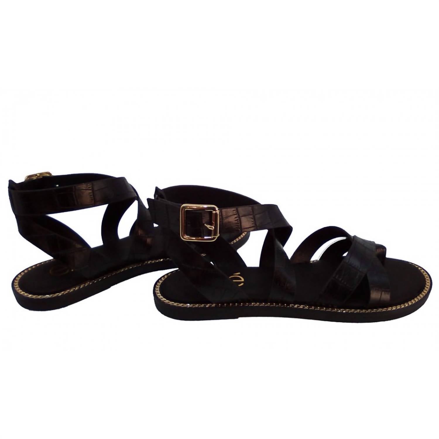 Exe Women's Alexia Flat Strappy Sandal in black - women's sandal - view 4