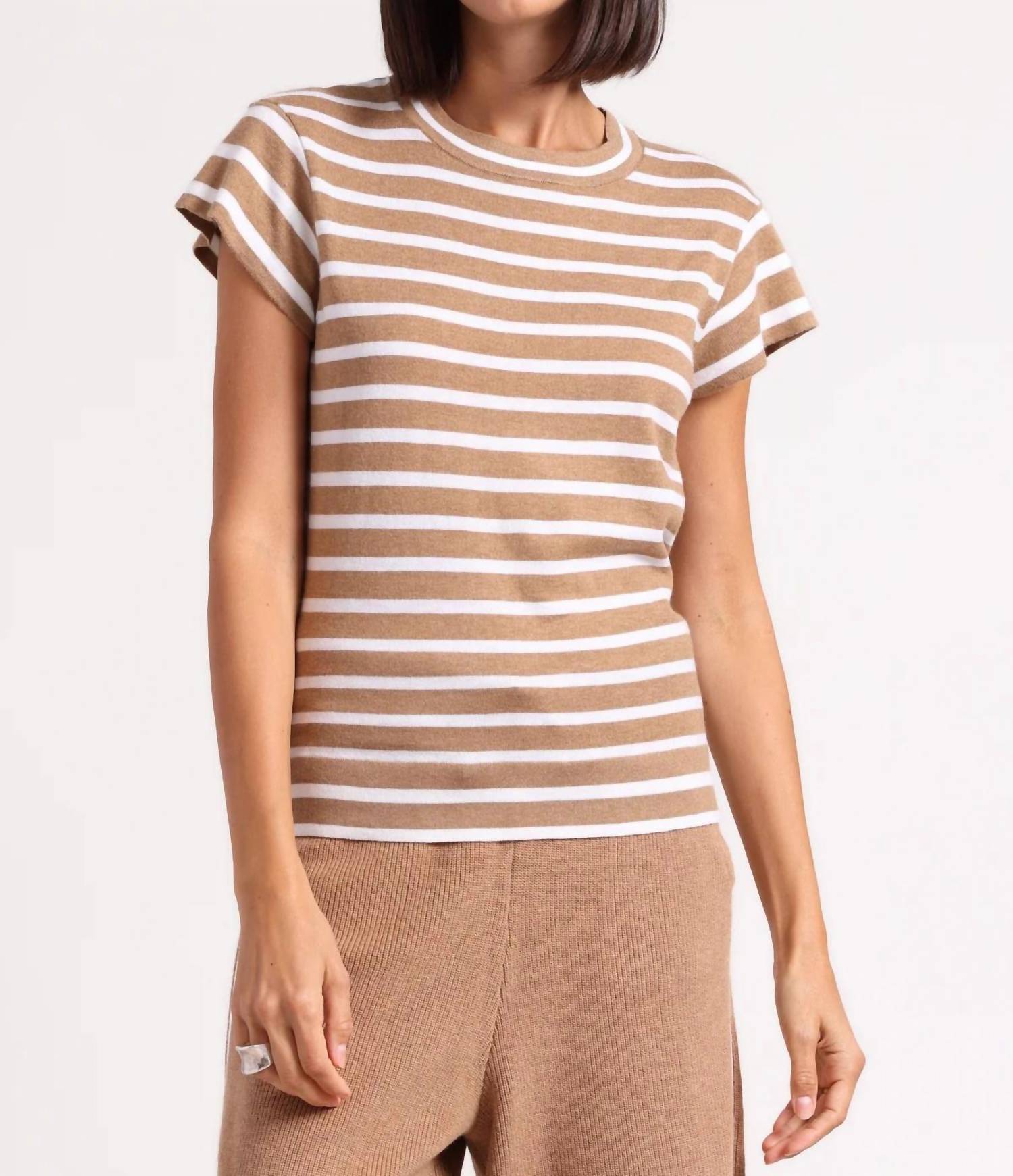 Minnie Rose - Striped Cap Sleeve Crewneck Tee