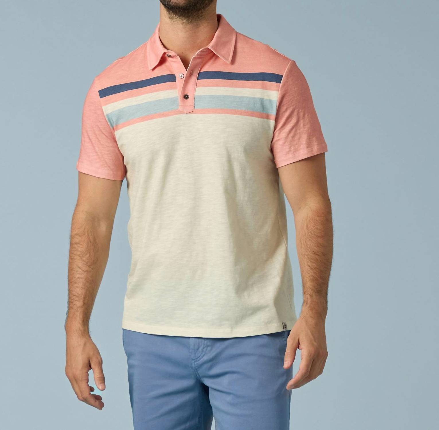 Flags & Anthem - Millville Chest Striped Slub Polo