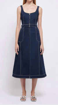 SIMKHAI Manson Belted Midi Dress in midnight - women's dress