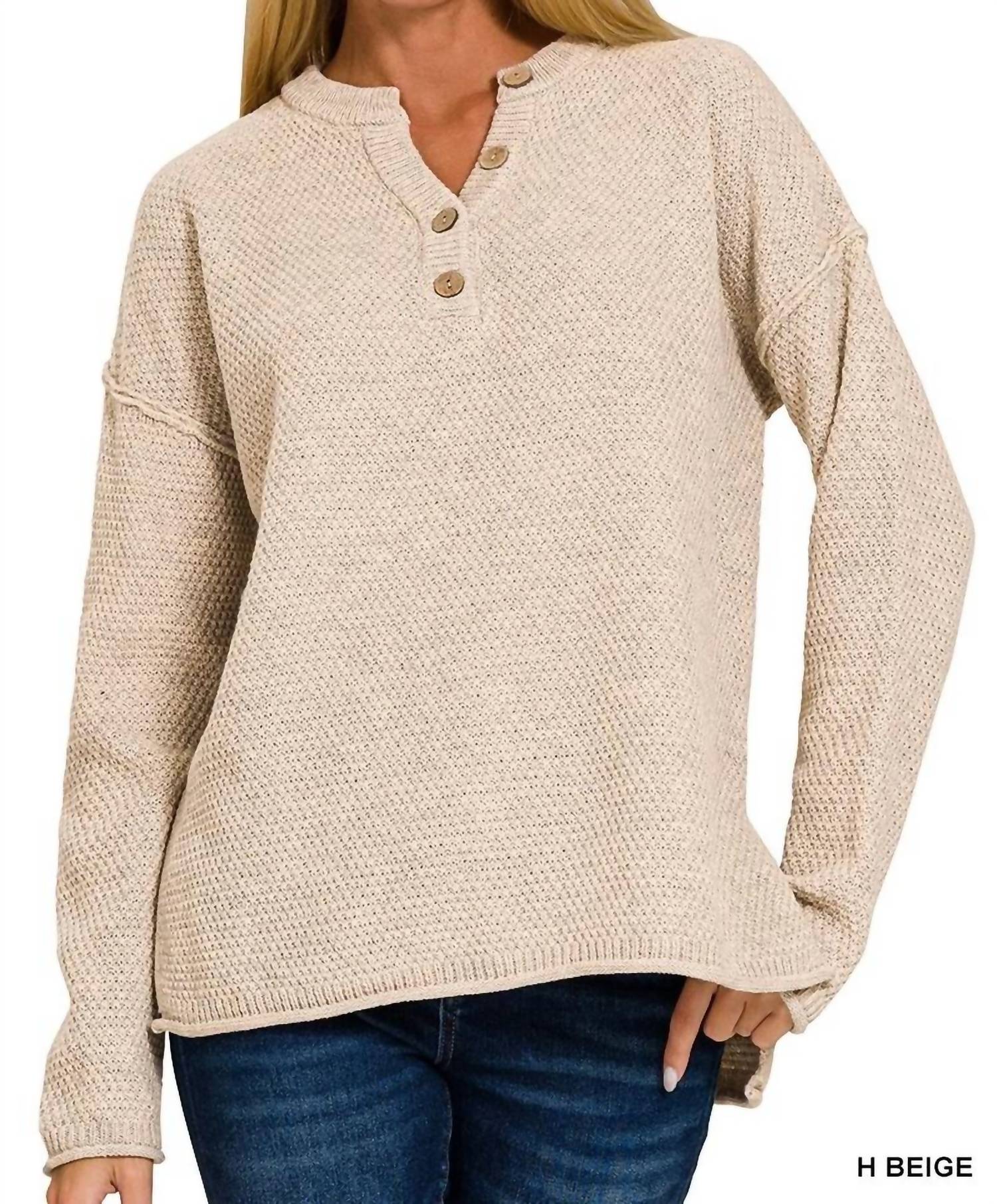 Zenana - Henley Basic Sweater