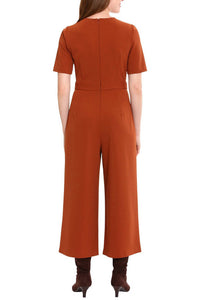 London Times - Straight Leg Scuba Crepe Jumpsuit
