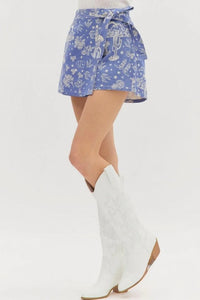 Entro - Lyla Western Motif Denim Wrap Skort