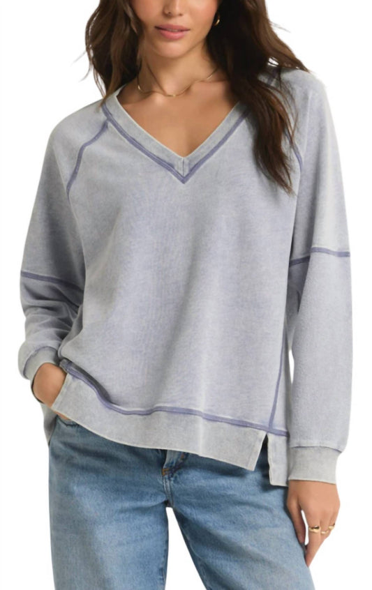 Z Supply - EASY V-NECK DENIM SWEATSHIRT