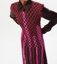 Maria Cher Aguara Silas Top in fuchsia and chocolate - women's t-shirt - alternate view