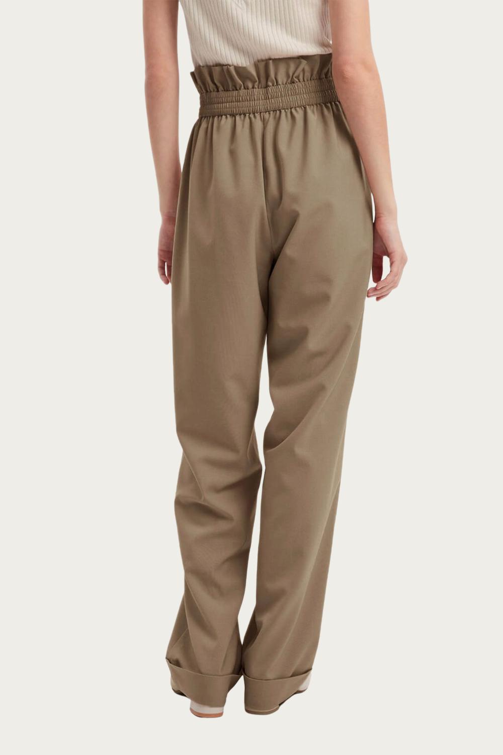 HIGH-RISE STRAIGHT WOOL-BLEND PANTS