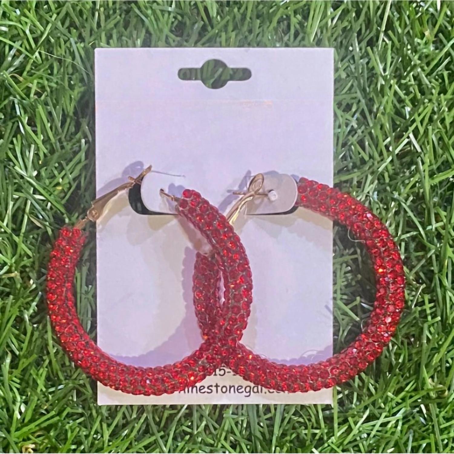 Mys Wholesale - Women's Crystal Bedazzled Hoop Earrings
