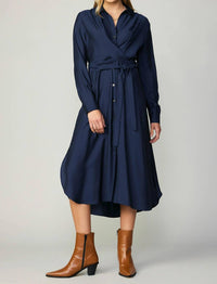 current air Tie Shirt Dress in navy - women's dress