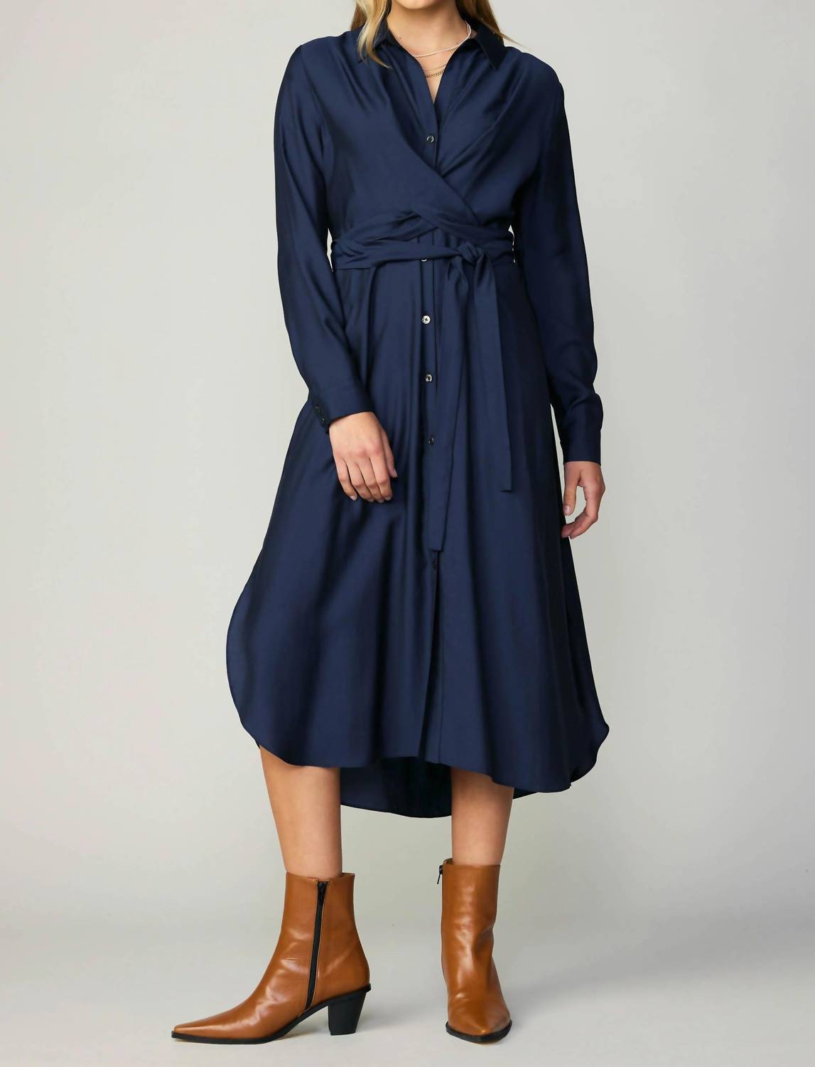 current air Tie Shirt Dress in navy - women's dress