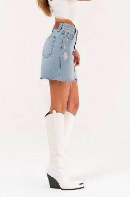 Hidden - Grinded Denim Mini Skirt