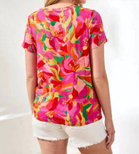 Tribal - Printed Jersey Crew Neck Top