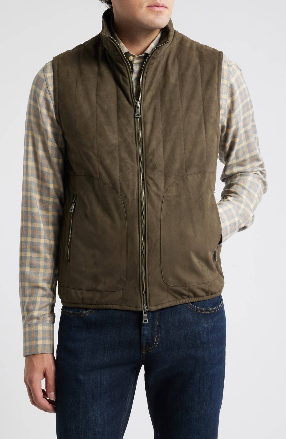 Scott Barber - Men's Faux Suede Puffer Vest