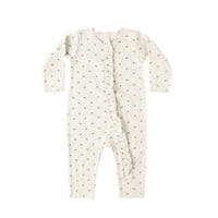 Quincy Mae Pointelle Ruffle Jumpsuit in blue ditsy - kids' item - detail view