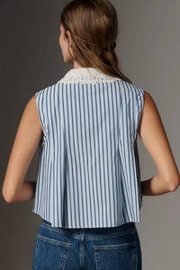 En Saison Clara Top in blue - women's shirt - detail view