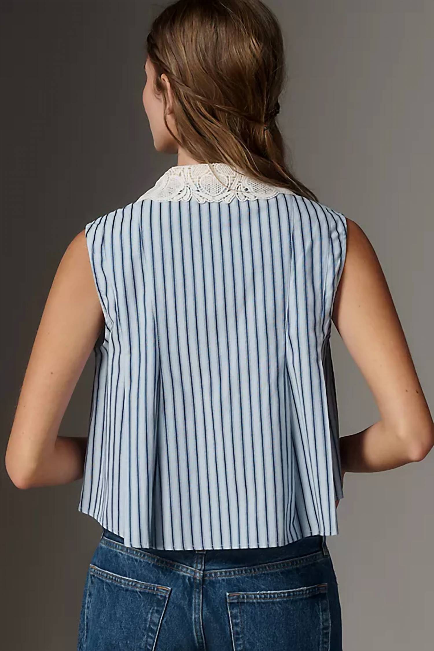 En Saison Clara Top in blue - women's shirt - detail view