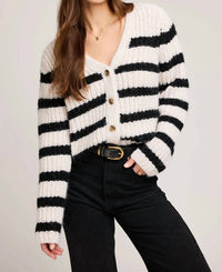 Gentle Fawn Melanie Sweater in black white - women's cardigan