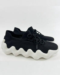 BERNIE MEV Women's Davin Mesh Wavy Sneakers in black - women's sneaker - detail view