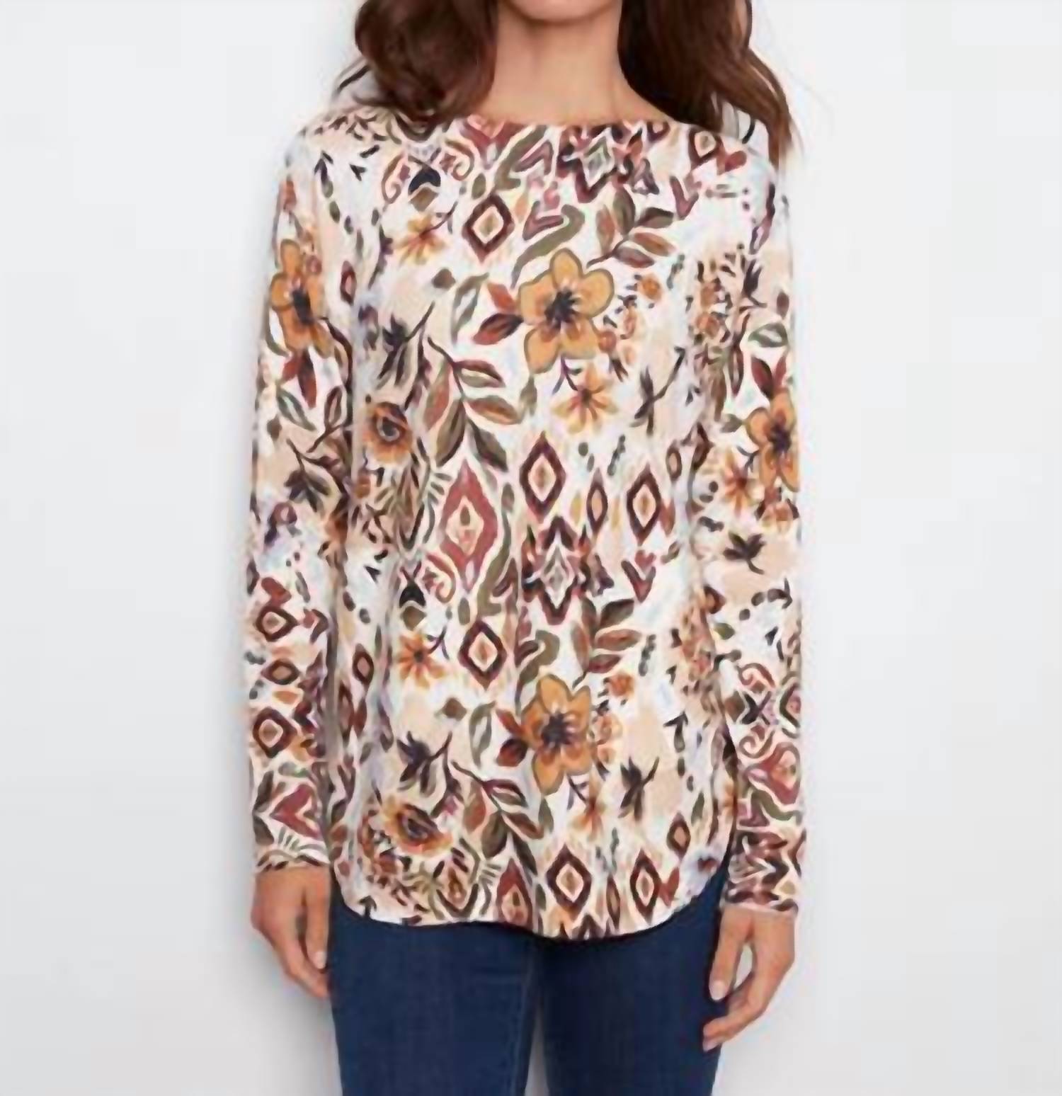 Charlie B - Printed Rounded Hem Sweater