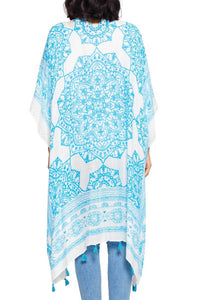 Yak & Yeti - Boho Floral Tassels Kimono Wrap