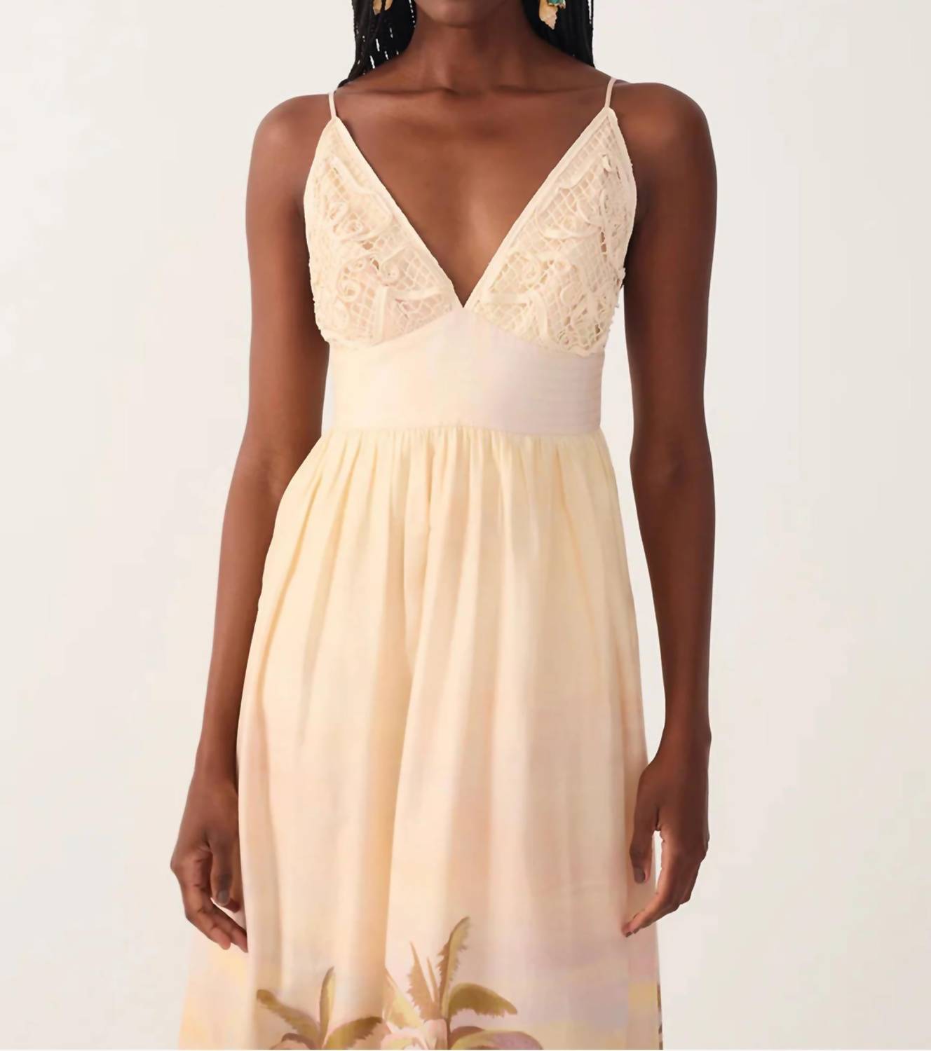 Dress To - Tropical Embroidered Bodice Maxi Dress