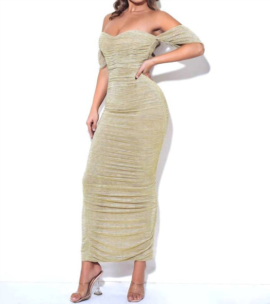 Miss Circle - Ruched Off Shoulder Chiffon Dress