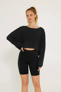 Cream Yoga - Alexa Oversized Sleeve Crop Top