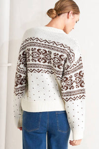 Flying Tomato - Snowflake Glam Pullover Sweater Top