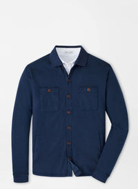 PETER MILLAR Lava Wash Fleece Knit Shirt Jacket in navy - men's jacket - view 4