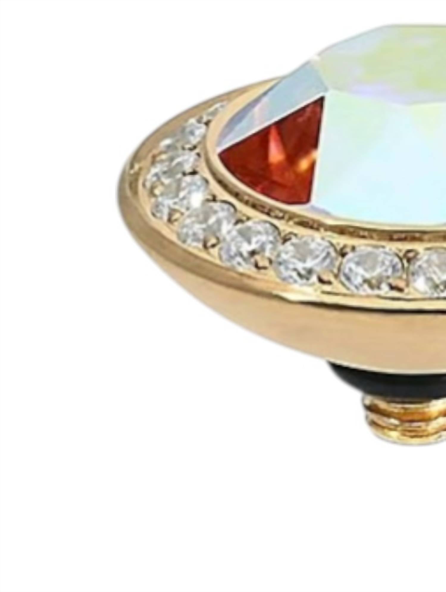 Qudo Women's Tondo Interchangeable Topper in crystal aurora boreale - women's jewelry - detail view