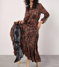 Apricot - Painterly Lurex Paisley Midi Dress