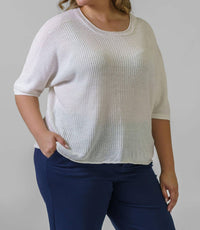 Estheme - Linen Short Sleeve Top - Plus