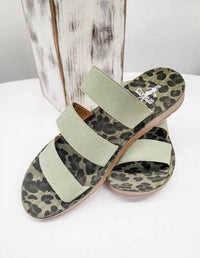 Corkys Footwear Women's Dafne Strap Flat Sandal in olive leopard - women's sandal - alternate view
