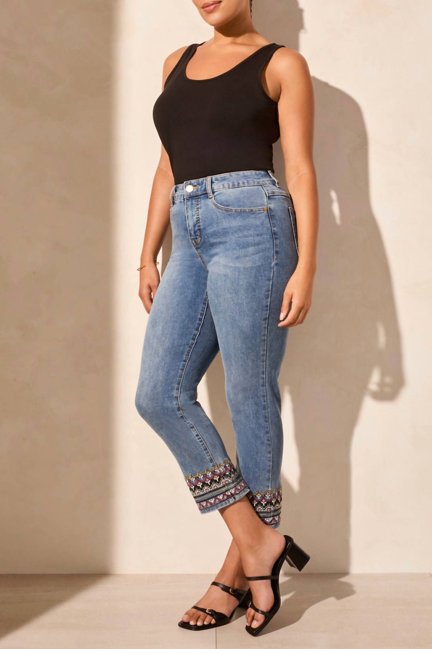 Tribal - Audrey Embroidered Hem Jean