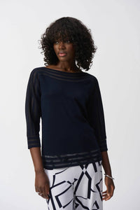 Joseph Ribkoff - Knit Pullover Top With Mesh Detail