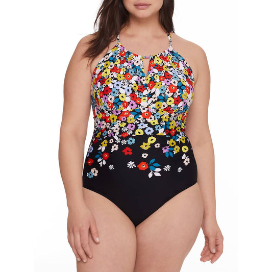 Anne Cole - Vibrant Abstract Floral One-Piece Swimsuit - Plus