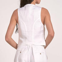 ELAN Sheryl Button Front Vest in white - women's jacket - detail view
