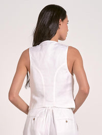 ELAN Sheryl Button Front Vest in white - women's jacket - alternate view