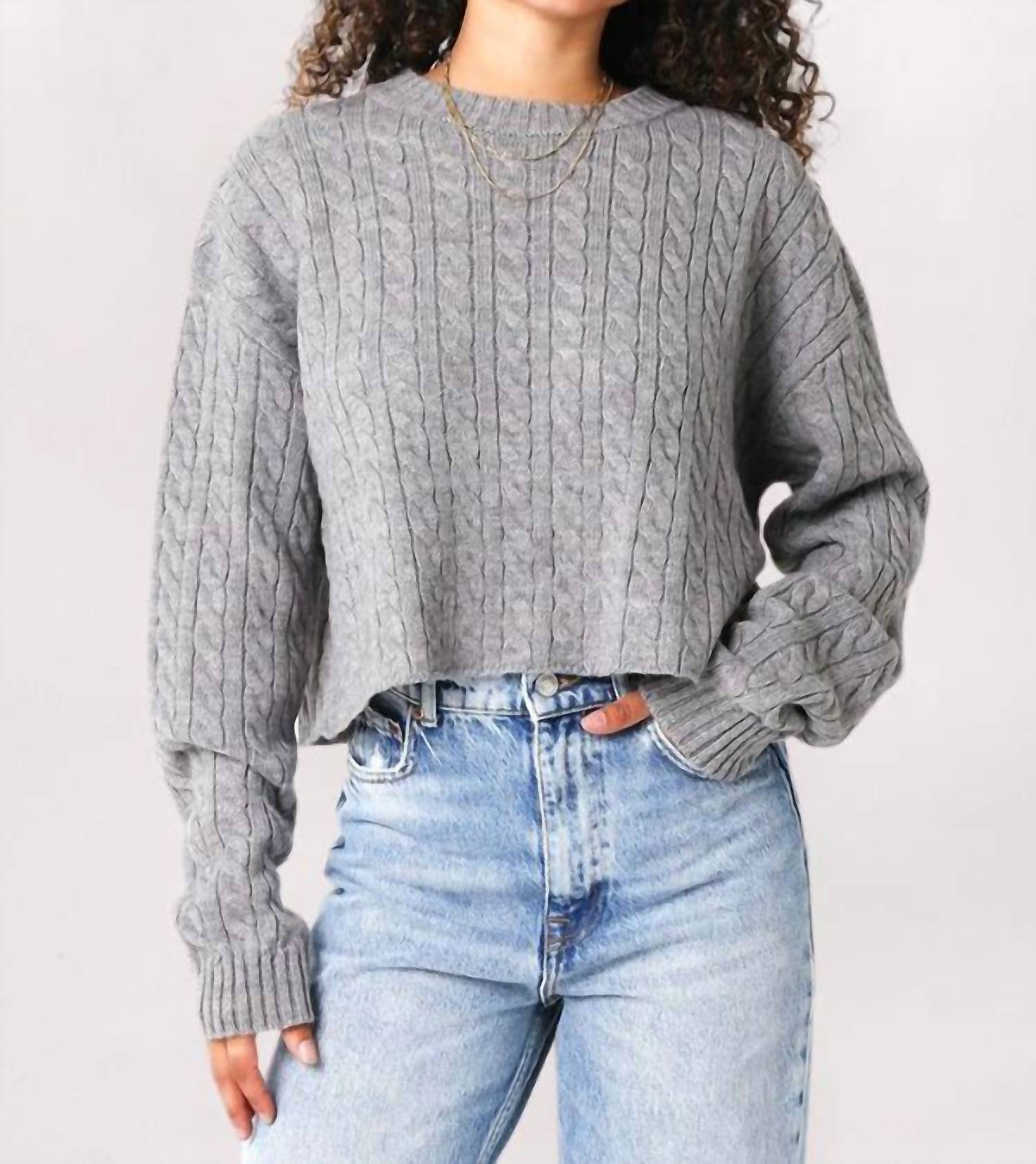 Olivaceous - Boxy Cable Sweater