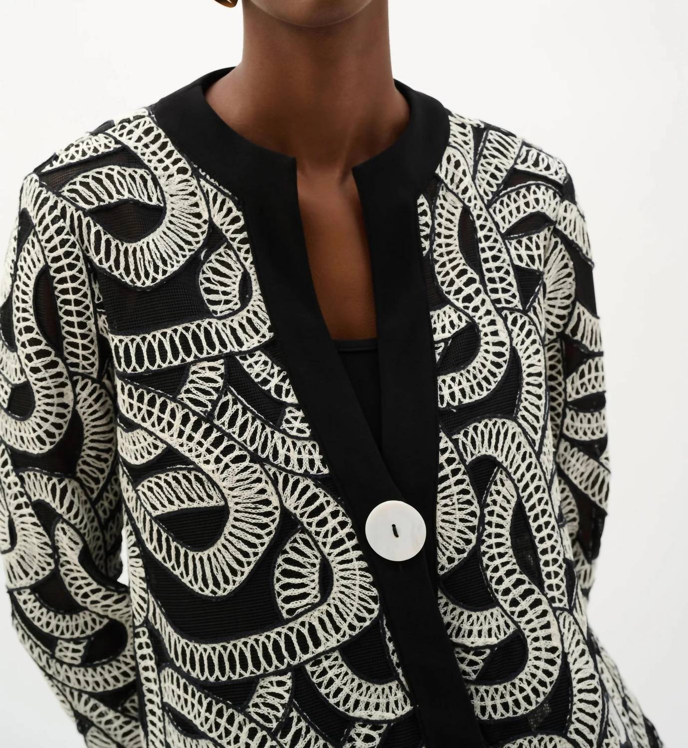 Joseph Ribkoff - Embroidered Mesh Swing Jacket