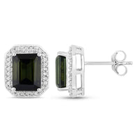 Diana M Jewels Women's Octagon Natural Tourmaline Stud Earrings (3.57 Ct) - Signature Plus in 14k white gold - women's jewelry - detail view