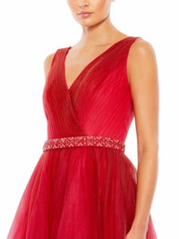 Mac Duggal - Beaded Belt Wrap Over Sleeveless Ballgown