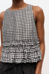 Ganni - Taffeta Checked Top