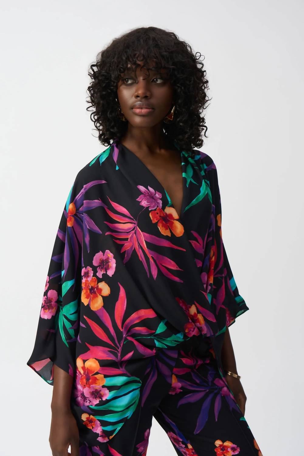 Joseph Ribkoff - Tropical Print Surplice Top