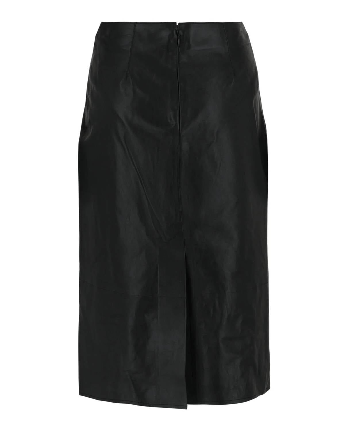 Salvatore Ferragamo - Women's Pleated-front Leather Midi Skirt