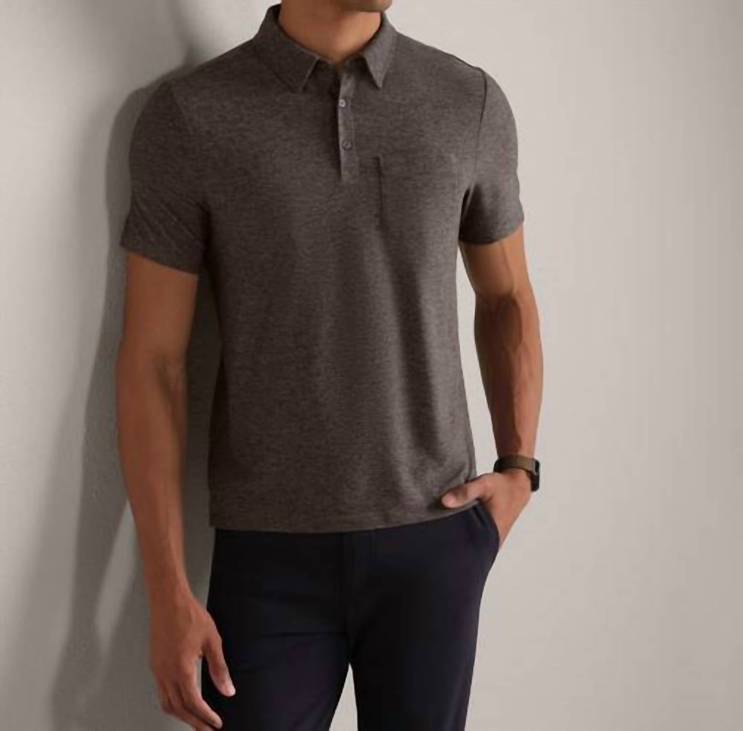 RHONE Wfh Short Sleeve Polo in grey - men's shirt