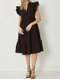 Entro - Ruffled Pocket Tiered Midi Dress
